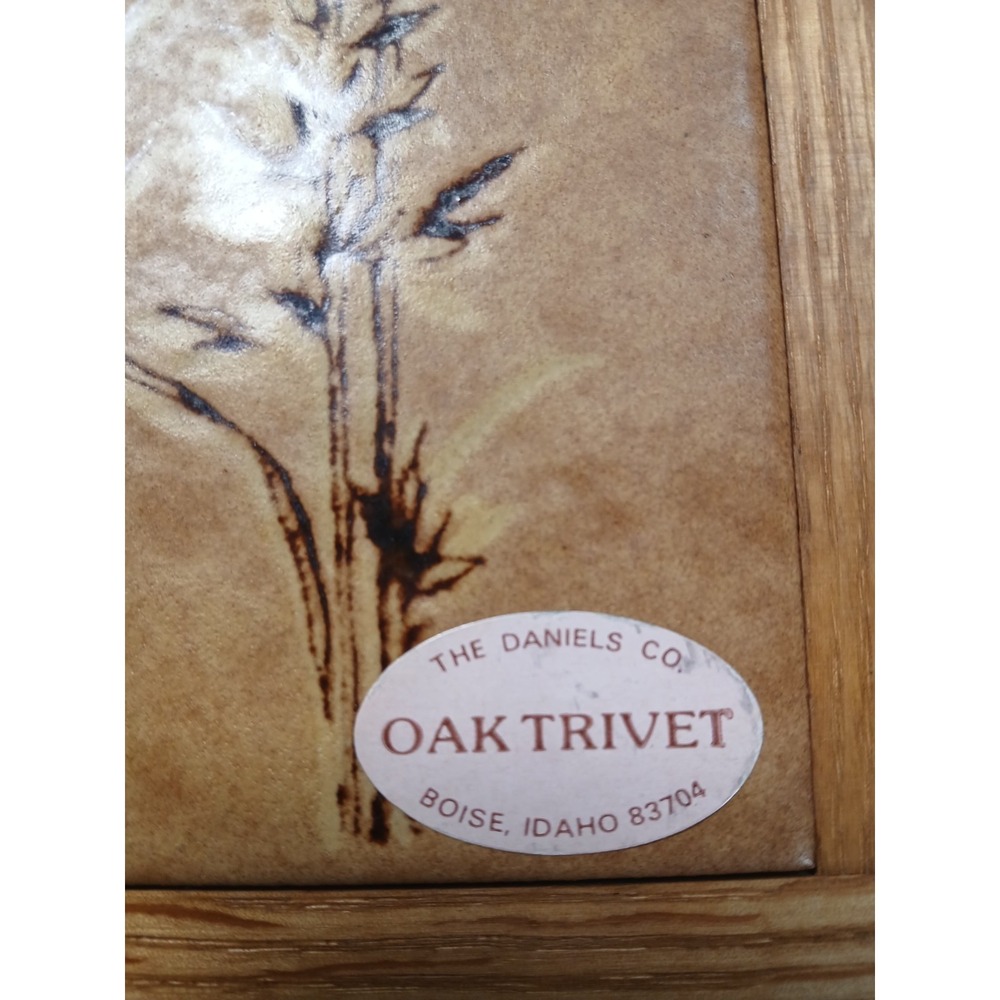 Ceramic Oak Trim The Daniel's Co.  Trivet Earth Color Wheat Hot Plate/ Decor MCM - Picture 4 of 11
